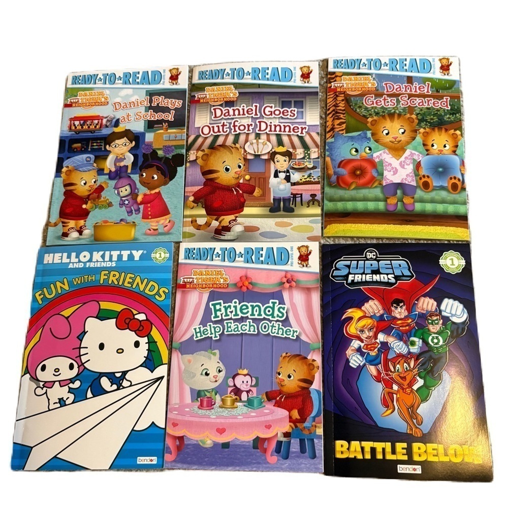 Hello Kitty Ready to Read Level 1 Book Lot Daniel Tiger DC Super Friends NEW
